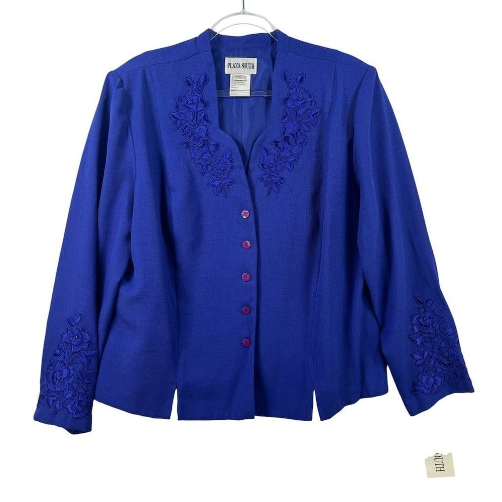 Plaza South Women's Size 18 Purple‎ Beaded Embroidered Jacket NWT Vintage Formal